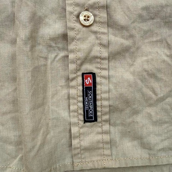 Southpole Y2K Utility Workwear Shirt Khaki Beige Size Large Button Up - Picture 7 of 8